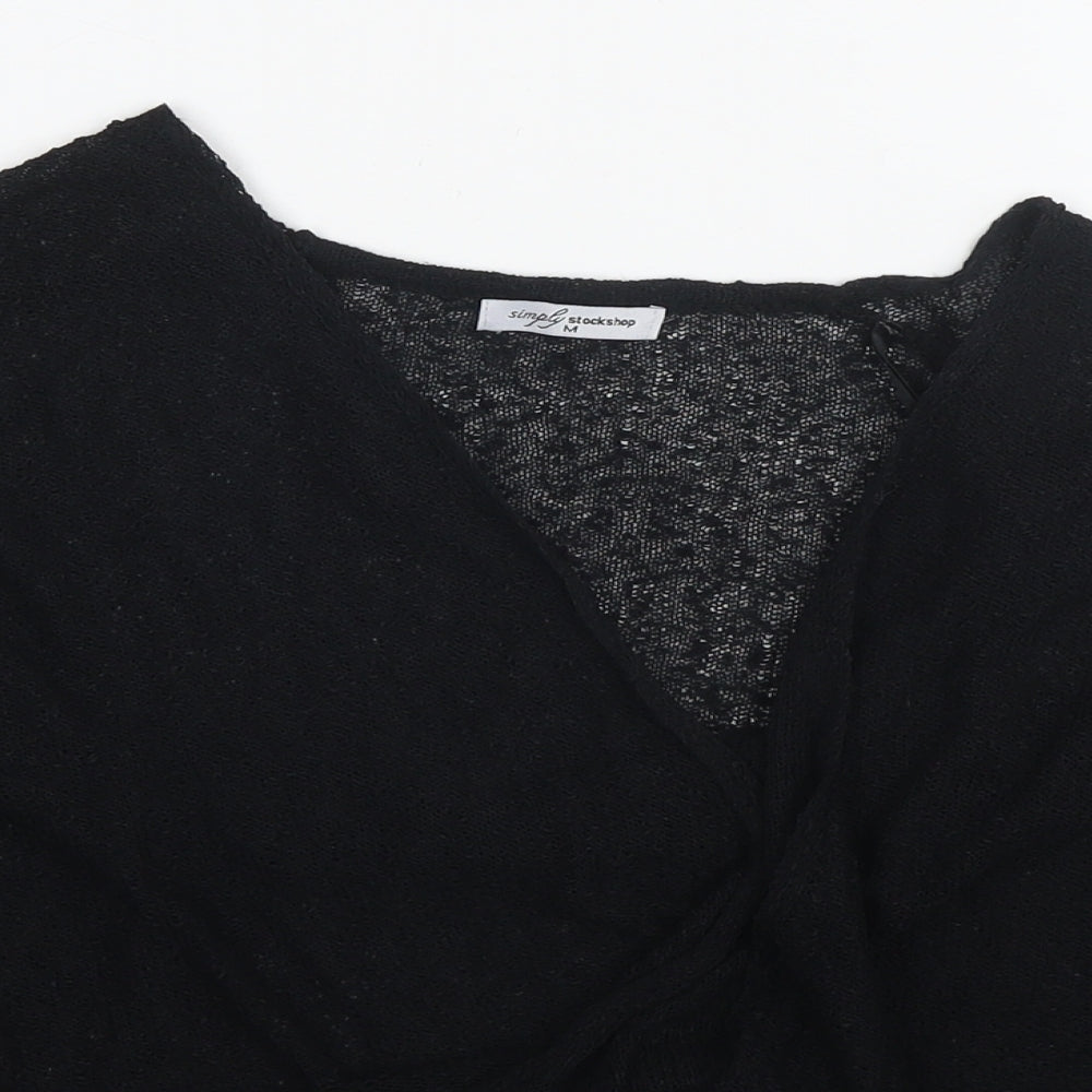 Stock Shop Womens Black V-Neck Polyester Cardigan Jumper Size M