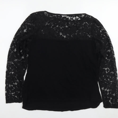 Wallis Womens Black Viscose Basic Blouse Size 16 Round Neck