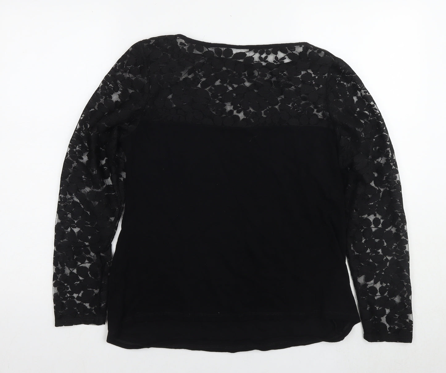 Wallis Womens Black Viscose Basic Blouse Size 16 Round Neck