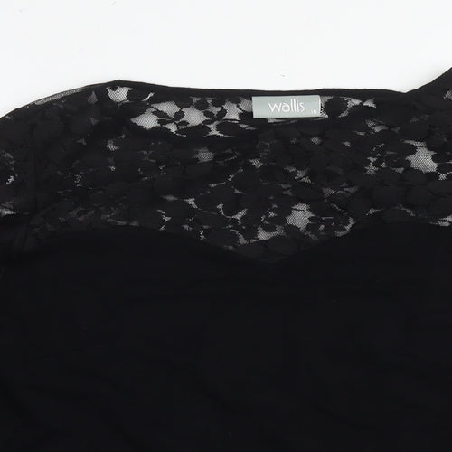 Wallis Womens Black Viscose Basic Blouse Size 16 Round Neck