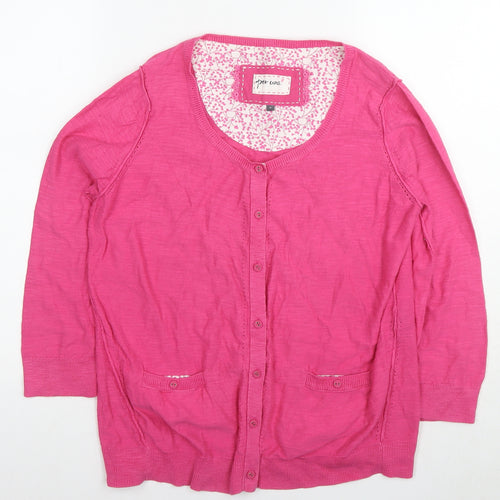 Per Una Womens Pink Round Neck Cotton Cardigan Jumper Size 12