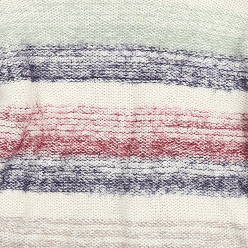 Zara Womens Multicoloured Round Neck Striped Cotton Pullover Jumper Size S