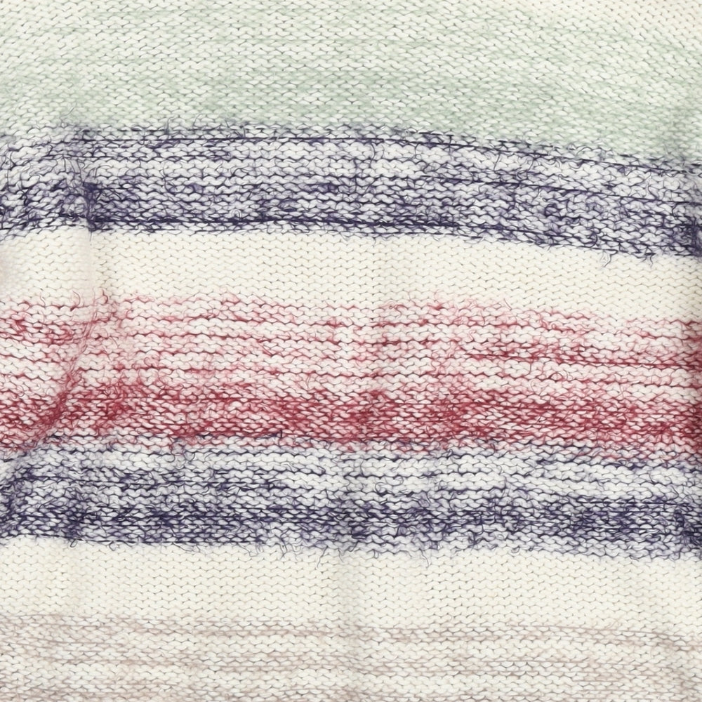 Zara Womens Multicoloured Round Neck Striped Cotton Pullover Jumper Size S