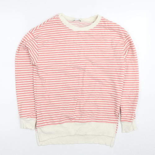 Khost Womens Pink Striped Cotton Pullover Sweatshirt Size 8 Pullover