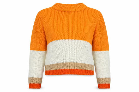Front view of Kiabi women’s multicoloured round neck acrylic jumper, size S