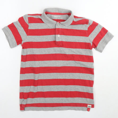 Gap Boys Grey Striped Cotton Basic Polo Size 8-9 Years Collared Pullover