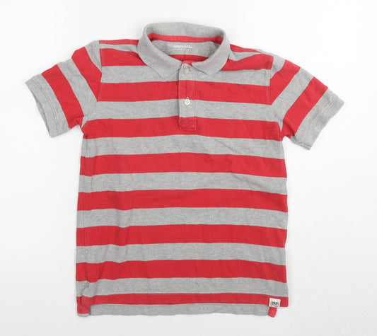 Gap Boys Grey Striped Cotton Basic Polo Size 8-9 Years Collared Pullover