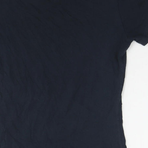 Superdry Womens Blue Cotton Basic T-Shirt Size M Round Neck - Logo