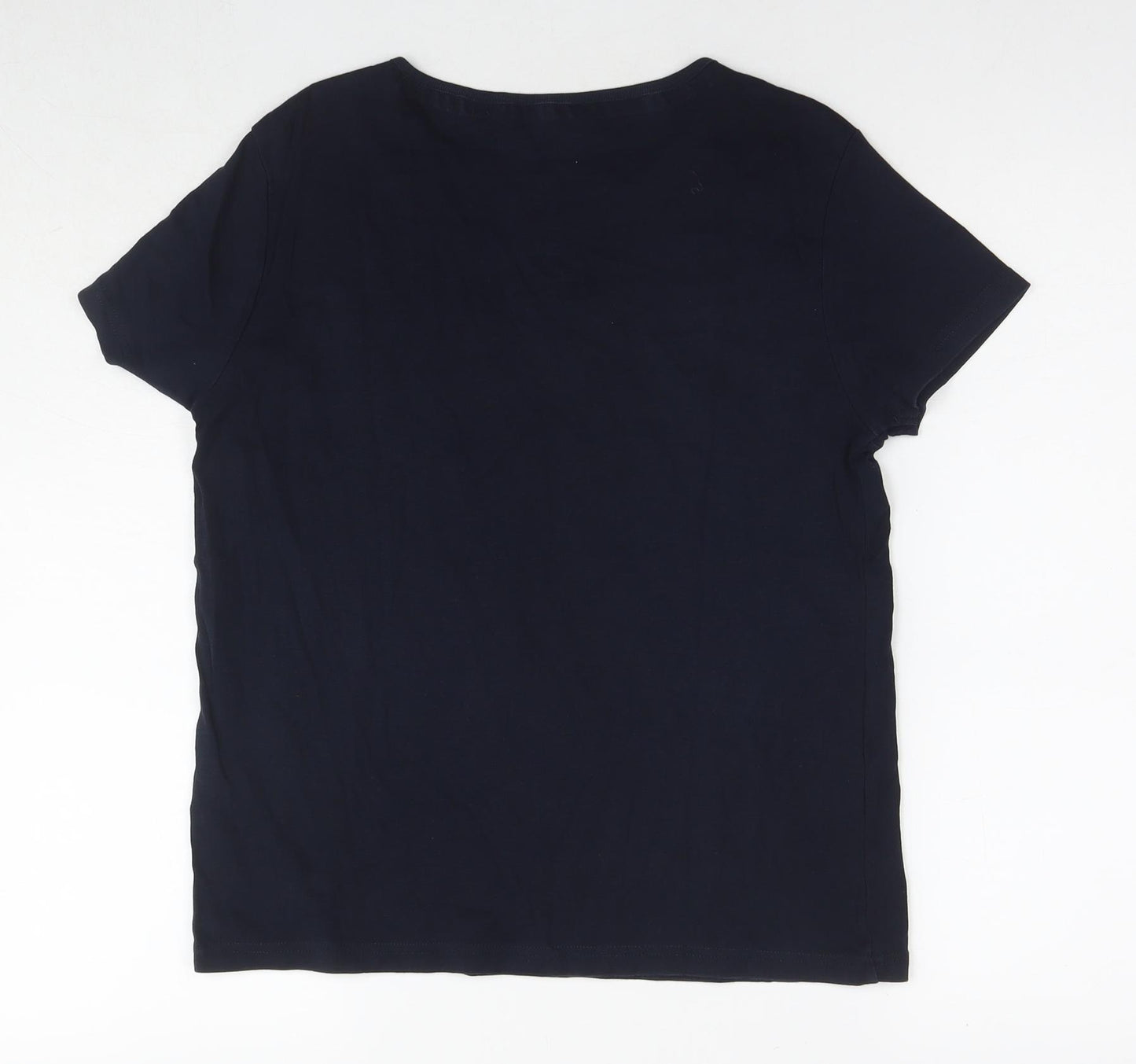 Maine Womens Blue Cotton Basic T-Shirt Size 14 Round Neck