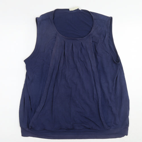 JoJo Maman Bébé Womens Blue Viscose Basic Tank Size L Round Neck