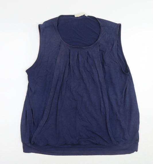 JoJo Maman Bébé Womens Blue Viscose Basic Tank Size L Round Neck