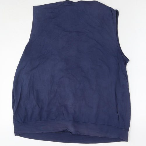 JoJo Maman Bébé Womens Blue Viscose Basic Tank Size L Round Neck