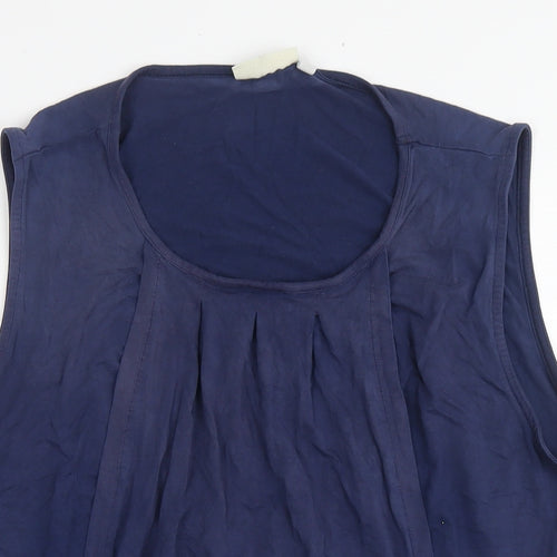 JoJo Maman Bébé Womens Blue Viscose Basic Tank Size L Round Neck