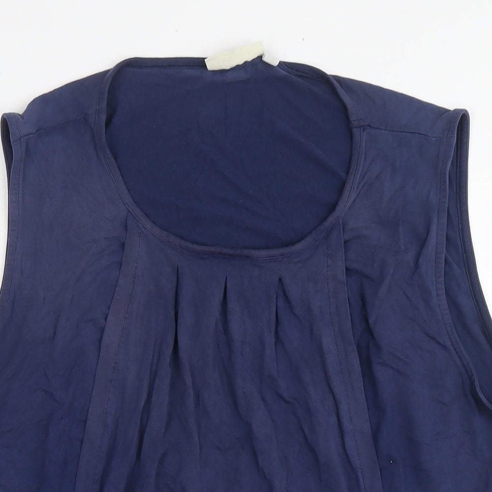 JoJo Maman Bébé Womens Blue Viscose Basic Tank Size L Round Neck