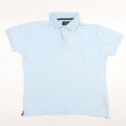 Hackett London Mens Blue Cotton Polo Size M Collared Pullover