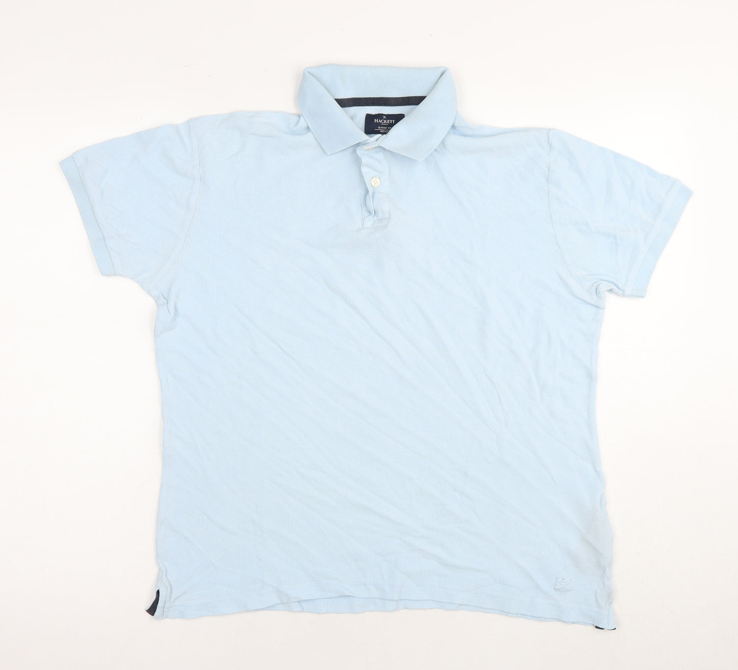 Hackett London Mens Blue Cotton Polo Size M Collared Pullover