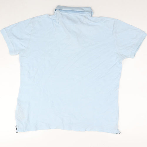 Hackett London Mens Blue Cotton Polo Size M Collared Pullover