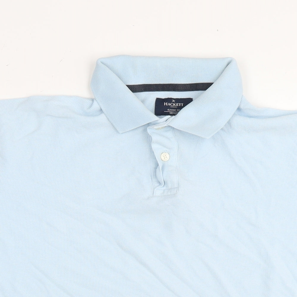Hackett London Mens Blue Cotton Polo Size M Collared Pullover