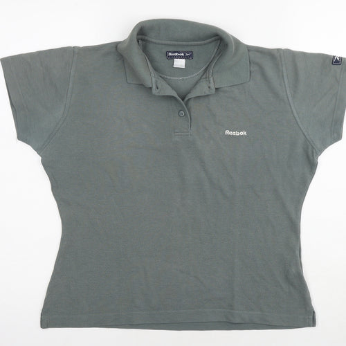 Reebok Womens Green Cotton Basic Polo Size 12 Collared