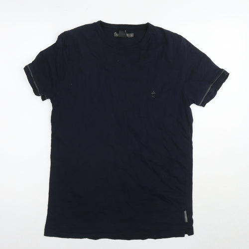 French Connection Mens Blue Cotton T-Shirt Size M Round Neck