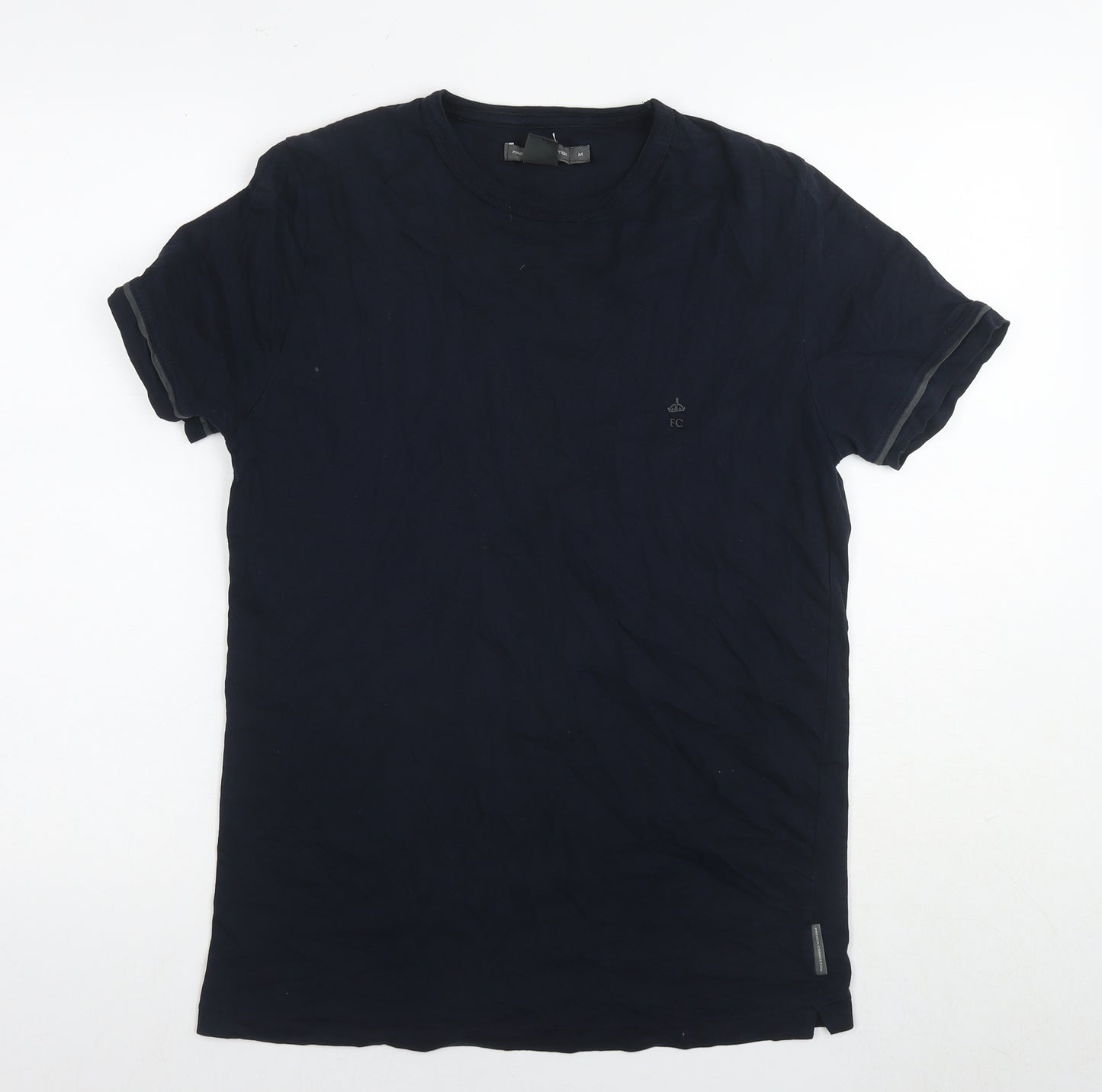 French Connection Mens Blue Cotton T-Shirt Size M Round Neck