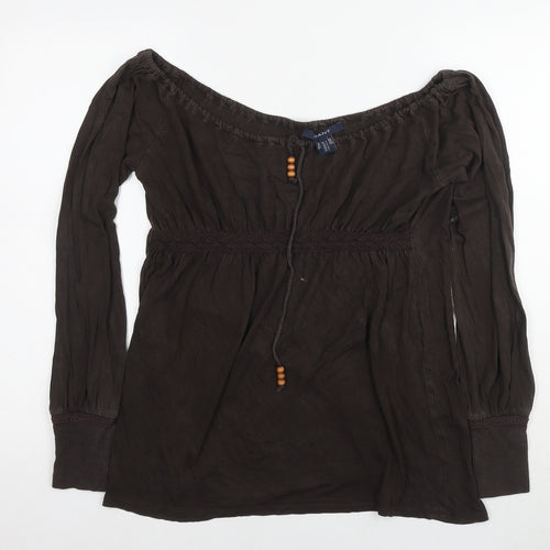 GANT Womens Brown Polyester Basic Blouse Size S Off the Shoulder