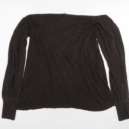 GANT Womens Brown Polyester Basic Blouse Size S Off the Shoulder