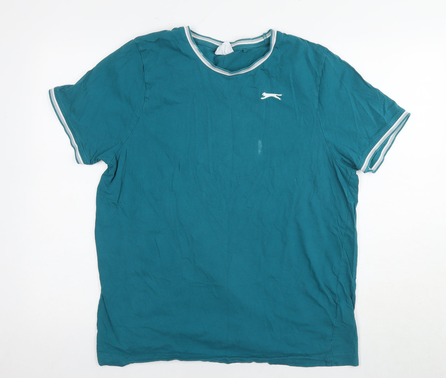 Slazenger Mens Blue Cotton T-Shirt Size XL Round Neck