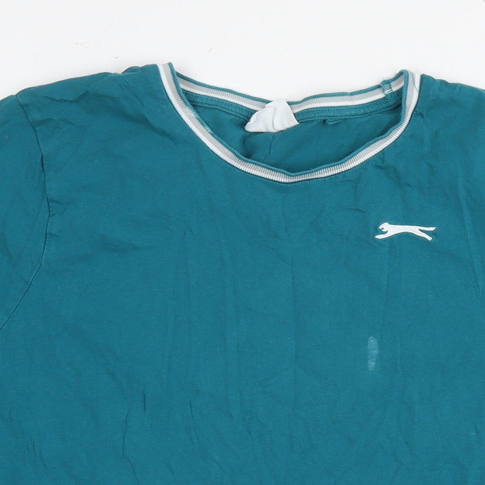 Slazenger Mens Blue Cotton T-Shirt Size XL Round Neck