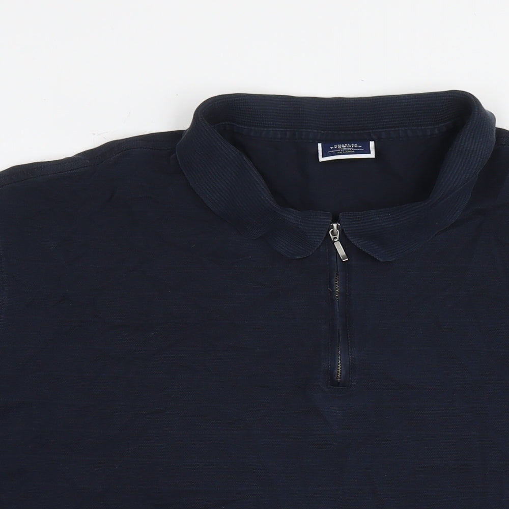 Charles Tyrwhitt Mens Blue Cotton Polo Size 2XL Collared Pullover