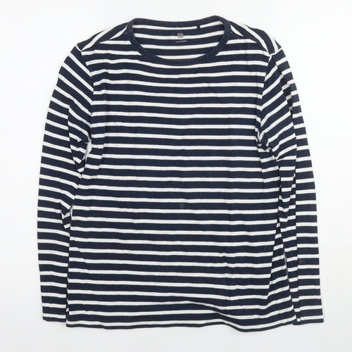 Uniqlo Girls Blue Round Neck Striped Cotton Tunic Jumper Size 13 Years Pullover