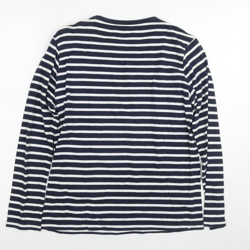 Uniqlo Girls Blue Round Neck Striped Cotton Tunic Jumper Size 13 Years Pullover