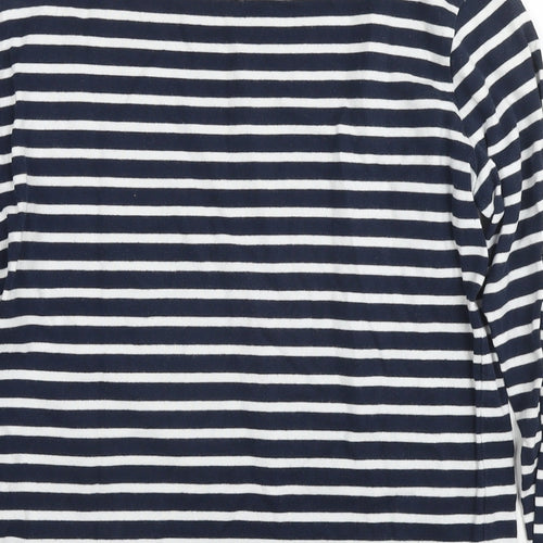 Uniqlo Girls Blue Round Neck Striped Cotton Tunic Jumper Size 13 Years Pullover