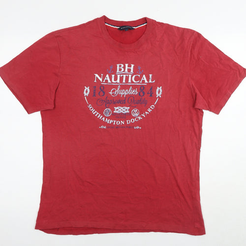 Blue Harbour Mens Red Cotton T-Shirt Size M Round Neck - Southampton