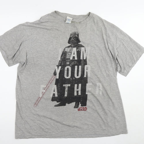 Star Wars Mens Grey Cotton T-Shirt Size XL Round Neck - Darth Vader I am your father