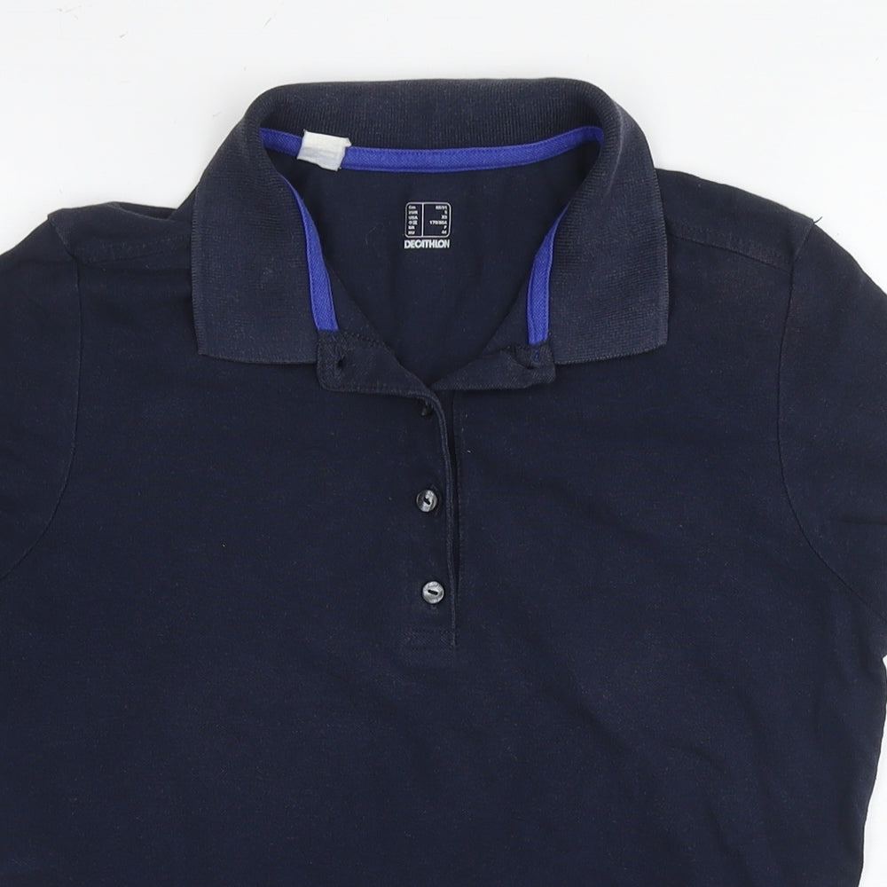 DECATHLON Mens Blue Cotton Polo Size S Collared Pullover