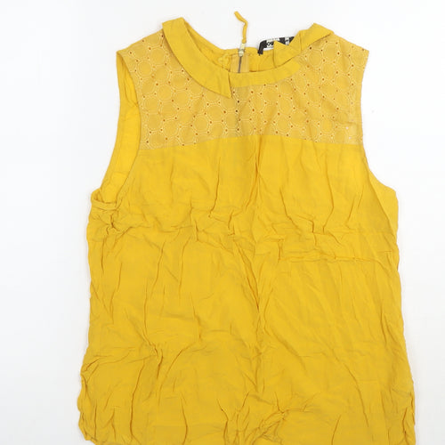 Oasis Womens Yellow Viscose Basic Tank Size 14 Round Neck