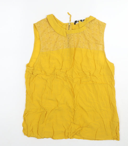 Oasis Womens Yellow Viscose Basic Tank Size 14 Round Neck