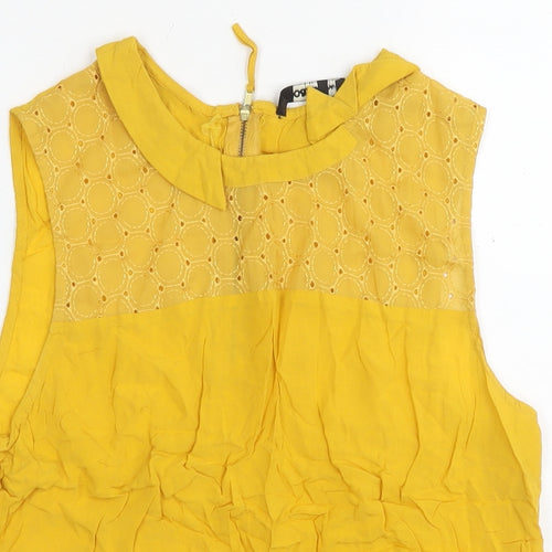 Oasis Womens Yellow Viscose Basic Tank Size 14 Round Neck