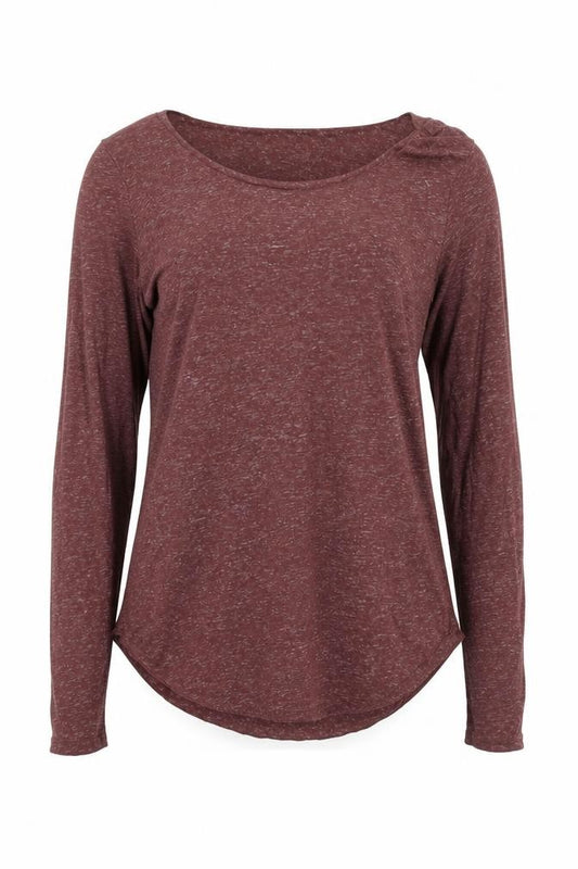 Front view of Vero Moda women’s brown polyester basic t-shirt, size S, round neck