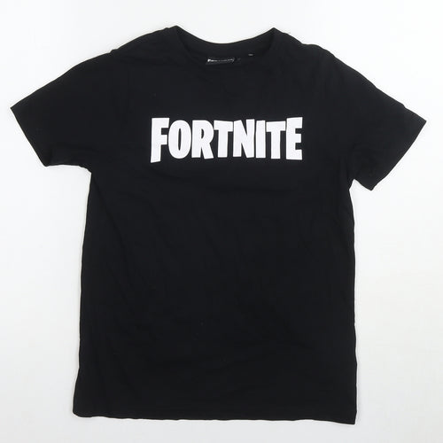 Fortnite Mens Black Cotton T-Shirt Size S Round Neck - Logo