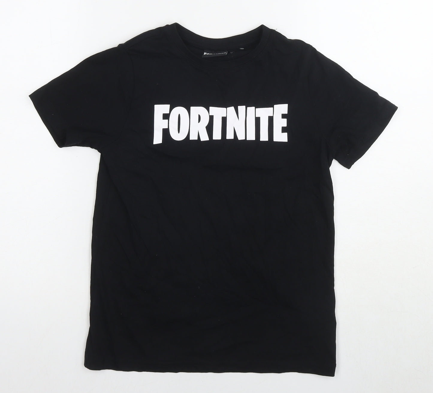Fortnite Mens Black Cotton T-Shirt Size S Round Neck - Logo