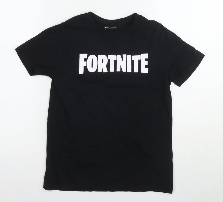 Fortnite Mens Black Cotton T-Shirt Size S Round Neck - Logo