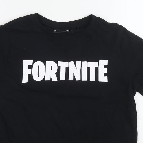 Fortnite Mens Black Cotton T-Shirt Size S Round Neck - Logo
