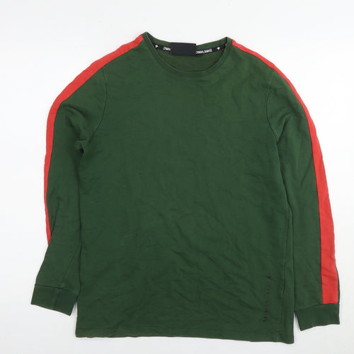 Criminal Damage Mens Green Cotton Pullover Sweatshirt Size S