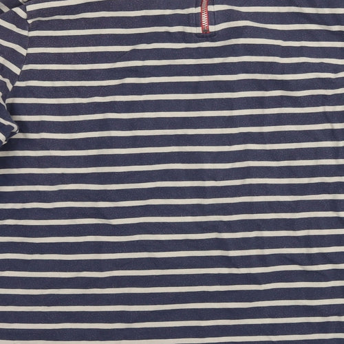 Tulchan Womens Blue Striped Cotton Basic T-Shirt Size 12 Round Neck