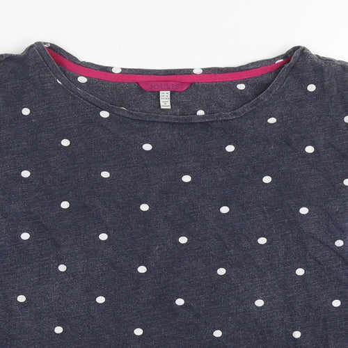 Joules Womens Blue Polka Dot Cotton Basic T-Shirt Size 14 Round Neck