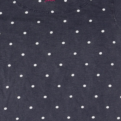 Joules Womens Blue Polka Dot Cotton Basic T-Shirt Size 14 Round Neck