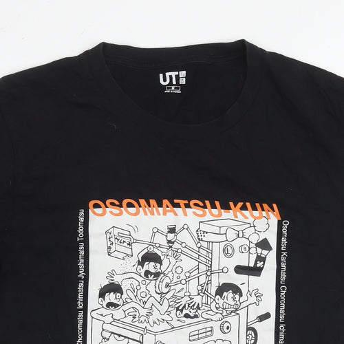 Uniqlo Mens Black Cotton T-Shirt Size M Round Neck - Osomatsu-Kun