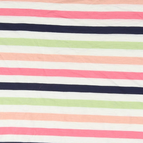 Oasis Womens Multicoloured Striped Viscose Basic T-Shirt Size M Round Neck